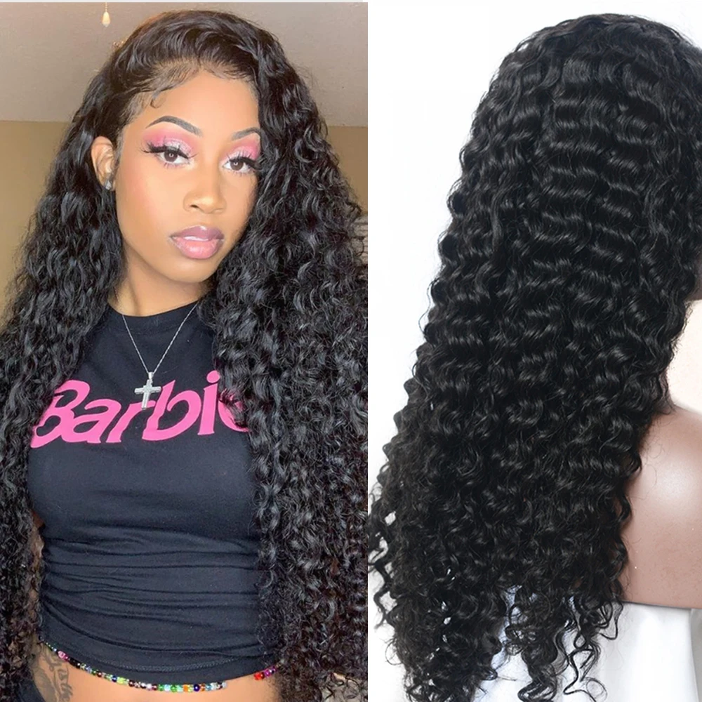 

HD Lace Frontal Wig Curly Human Hair Wigs for Women 13x6 Transparent Lace Front Wigs Loose Deep Water Wave 180 250 Density 32 34