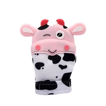 Милые малыши животные силиконовые перчатки зубы перчатки корова перчатки в форме звуковых зубов жевательный уход за зубами натуральный стоп сосание большого пальца