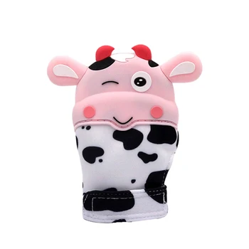 

Cute Animal Baby Silicone Gloves Teeth Gloves Cow Shape Gloves Sound Teeth Chewing Care Teeth Natural Stop Sucking Thumb