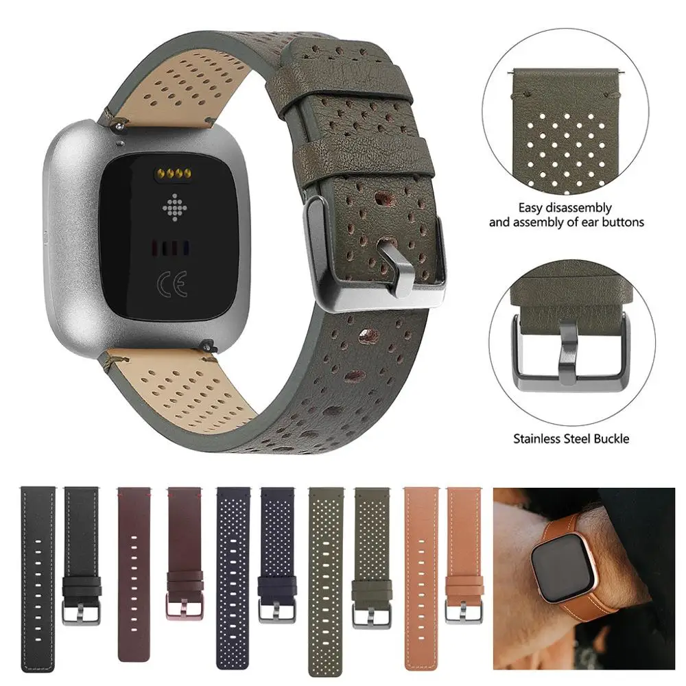 Сменный кожаный ремешок для фитнес браслета Fitbit Versa 2 Смарт часы аксессуары Versa2