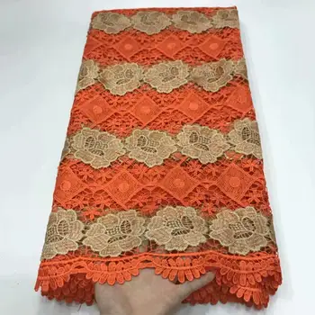 

Orange/Gold New Design African Lace Fabric 2020 Wholesale France Water soluble Lace High Quality African Tulle Cord Lace Fabric