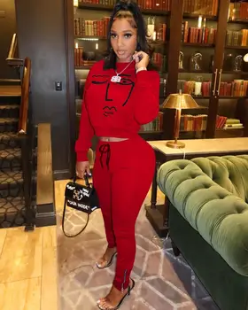 

New Spring Fall Sport Cartoon Casual Running Sexy 2020 Set full sleeve 2 Piece Sets Night Club Young Lady Sport Sets Tracksuits