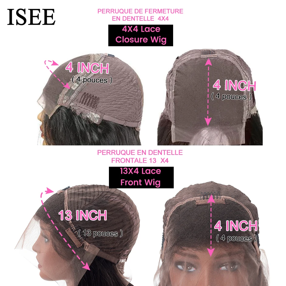 ISEE HAIR Wig Malaysian Straight Short Bob Wigs 13X4 Lace Frontal Wig Straight Bob Lace Front Wigs For Women Human Hair Wigs