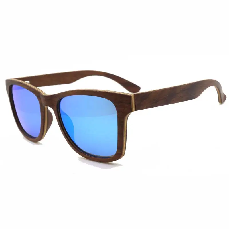 blue lens BerWer мужские деревянные очки wo Мужские квадратные бамбуковые солнцезащитные очки для wo мужские зеркальные солнцезащитные очки ретро de sol masculino ручной работы - Цвет линз: blue lens