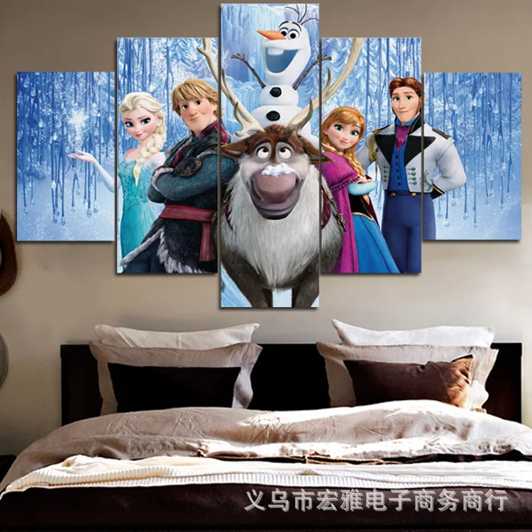

5 piece Snow Queen Movie HD Spray Painting Decor Wall Pictures for Living Room Painting By Numbers Dropship