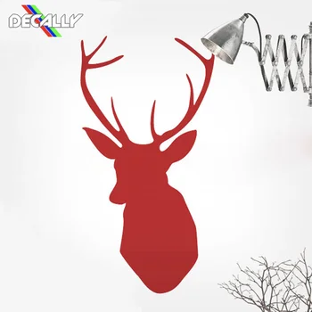 

Wall Decal Vintage Handsome Faux Elk Deer Head Animal Vinyl Wall Sticker Decal Mural Wallpaper Novelty Home Christmas Decoration