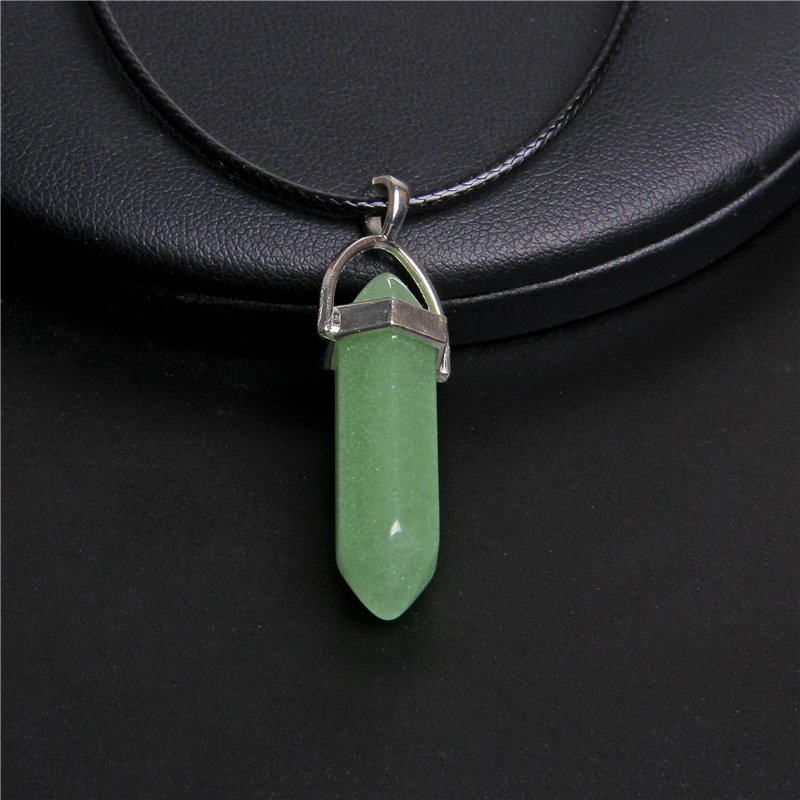 Luminous Stone Necklace Hexagonal Column Pendant Necklace Men Women Natural Chalcedony Bullet Choker Glow in Dark Jewelry Gift