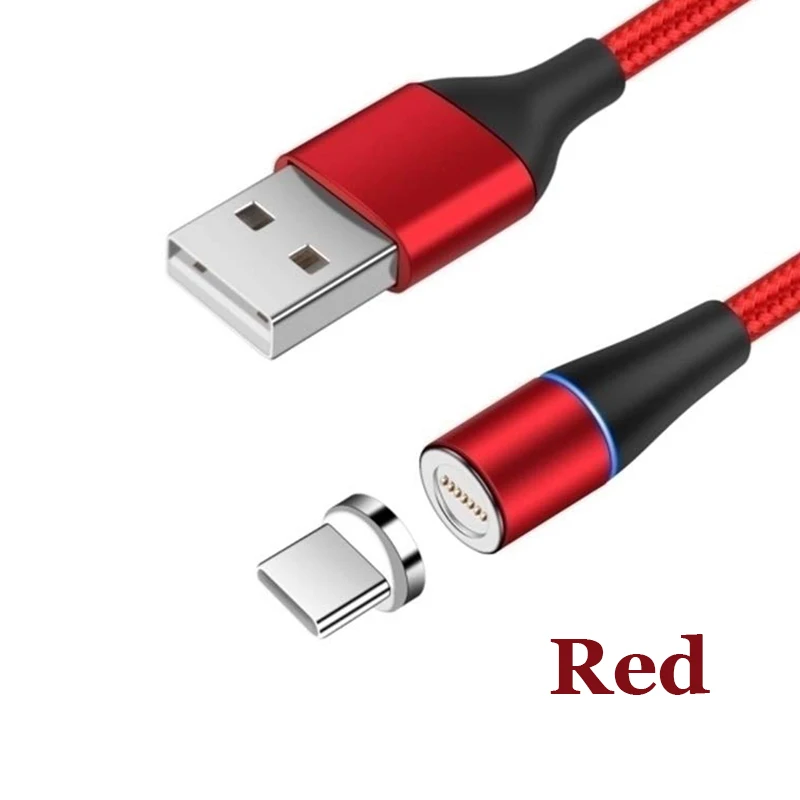 Поддержка передачи данных type-C 3A Быстрая зарядка USB C Магнитный кабель Micro USB шнур для мобильного телефона для iPhone - Цвет: Красный