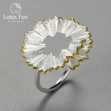 Lotus Fun 925 Sterling Silver Unusual Minimalism Pencil Shavings Design Rings for Women 18K Gold Jewelry 2021 Trend Gift Female
