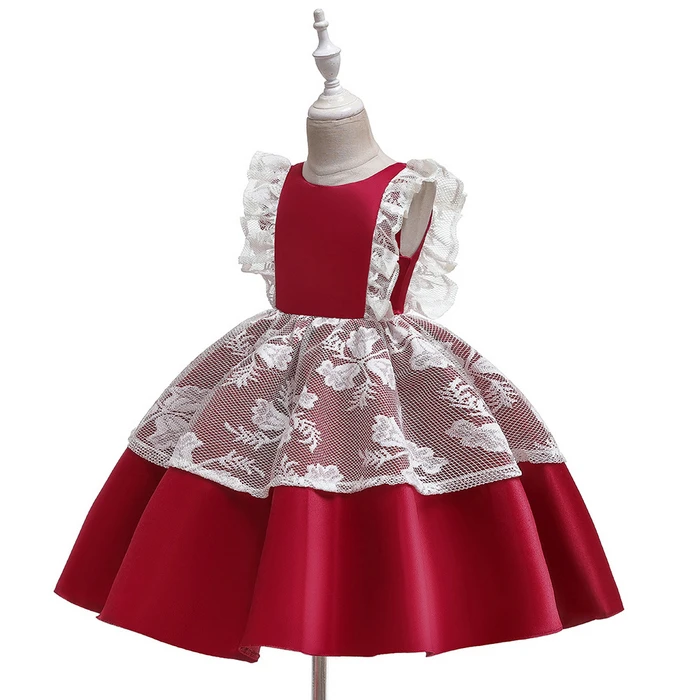 Элегантное рождественское вечернее платье для маленьких девочек, атласное глянцевое платье с вышивкой и бисером для девочек 12 месяцев, 1, 2, 4, 6, 8, 10 лет