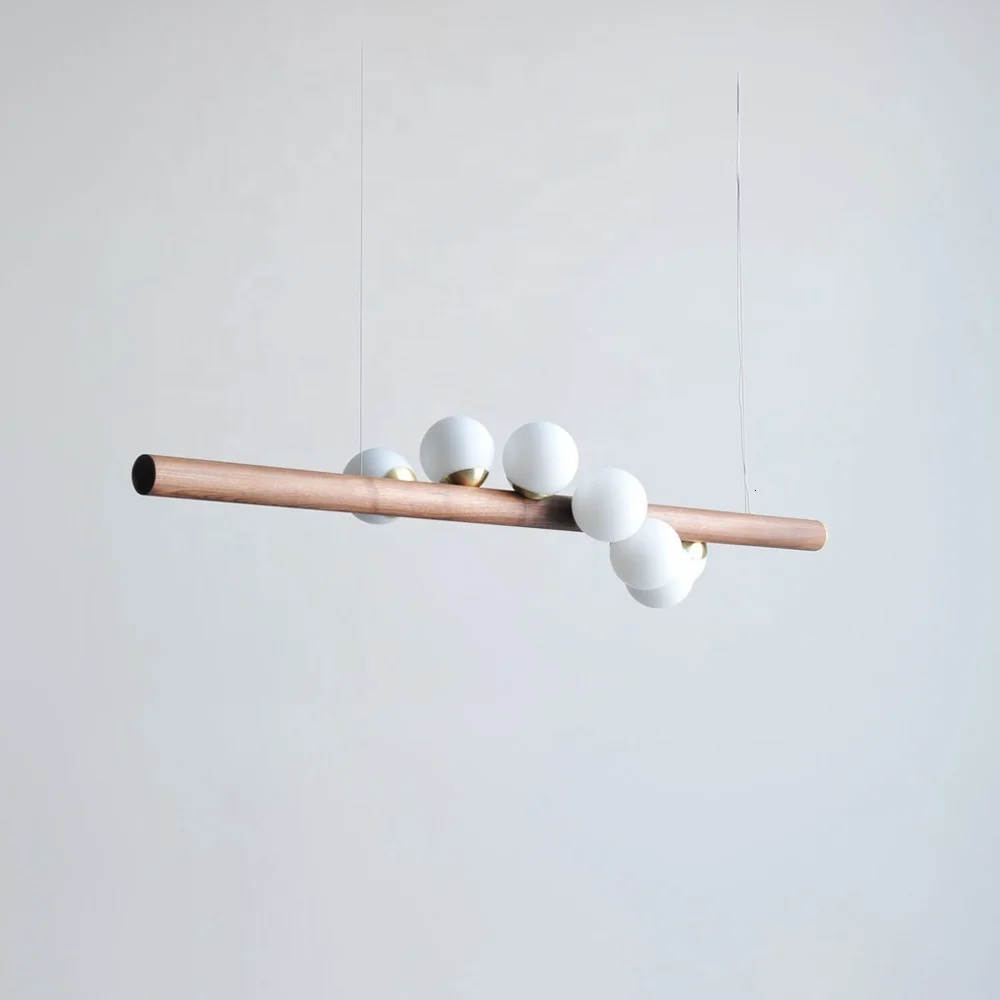 

Metal Wood Colour Creative Nordic Ball Chandelier For Restaurant Bar Decoration Scandinavian lustre pendente