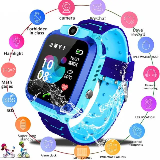 Детские умные часы Q12B телефон часы для Android IOS жизнь водонепроницаемый LBS позиционирование 2G Sim карты Dail вызов