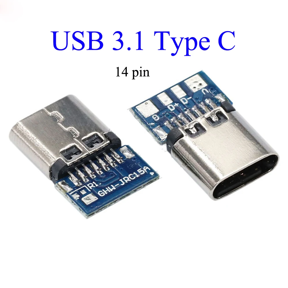 10pcs-usb-3-1-type-c-connector-14-pin-female-socket-receptacle-through