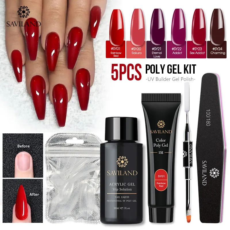 SAVILAND 15 г цветной полигель для наращивания пальцев набор гель-лаков для ногтей быстрое наращивание пальцев полигель наборы для нейл-арта
