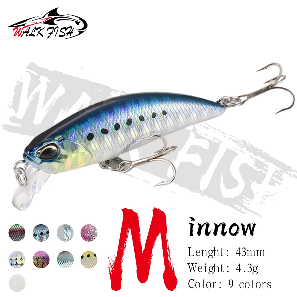 WALK FISH 48MM 4.3G Minnow Fishing Lure Sinking Artificial Baits 3D Eyes Wobblers Pencil Carp Tools | Спорт и развлечения