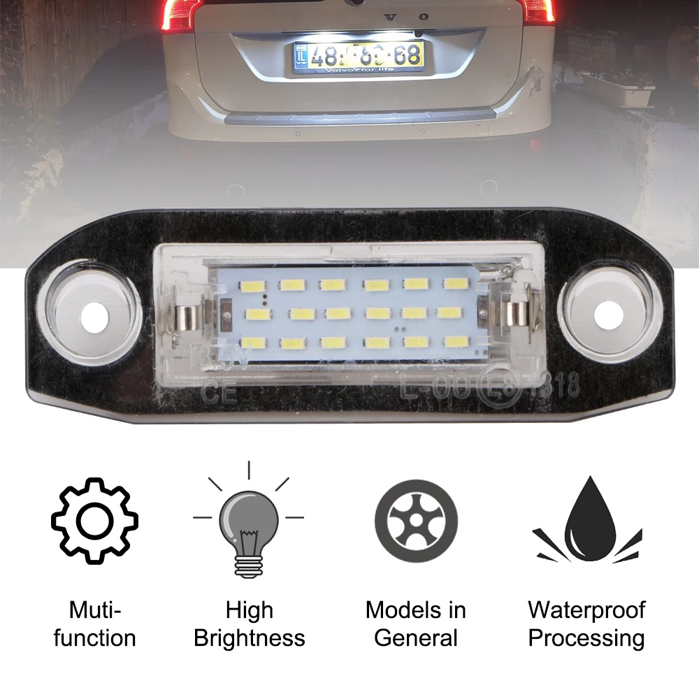  GZCRDZ 2Pcs 18LED License Plate Light Number Plate Lamps  Assembly Replacement Bulbs Suitable for Volvo C30 XC60 XC70 XC90 S40 S60  S80 V50 V60 V70 Car Accessories (White) : Automotive