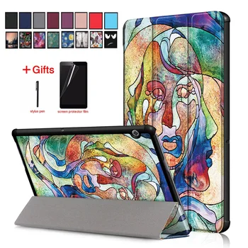 

Case for MediaPad T510 Stand Auto Sleep Smart PC Back For Huawei MediaPad T5 AGS2-W09/L09/L03/10.1inch Tablet Case+Film+Pen