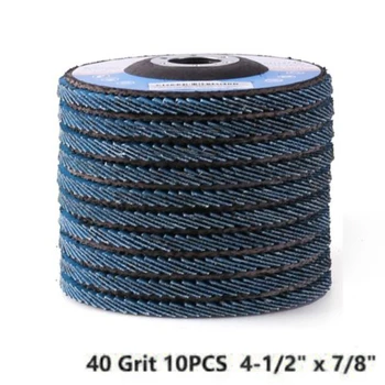 

10x 40 Grits 4.5 X 7/8 4-1/2 Zirconia Angle Grinder Flap Disc Sanding Wheels~