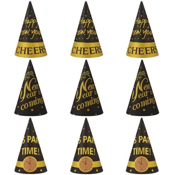 

9PCS New Year Party Hats Cone Happy New Year Party Hats for Kids and Adults