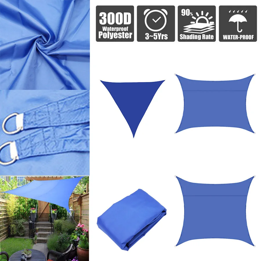 Blue 300D Waterproof Awning Sunshade Sun Shade Sail For Outdoor Garden Beach Camping Patio Pool Canopy Tent Shelter | Дом и сад