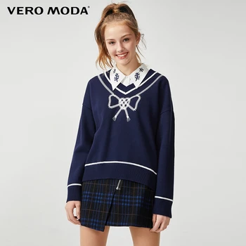 

Vero Moda V-neckline Rope Bowknot Embroidered Straight Fit Knit | 319324557