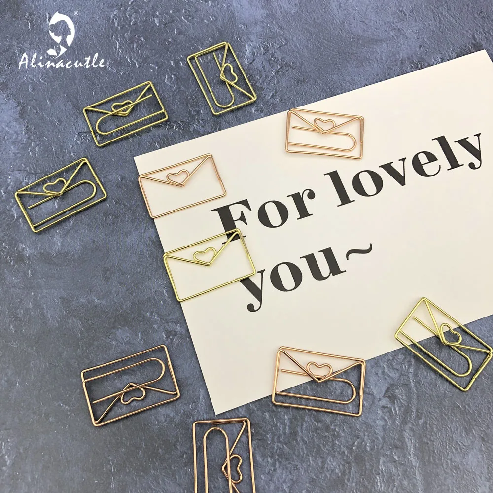 Alinacutle20pcsCuteHeartEnvelopeShapedPaperClipsBoxSetFun