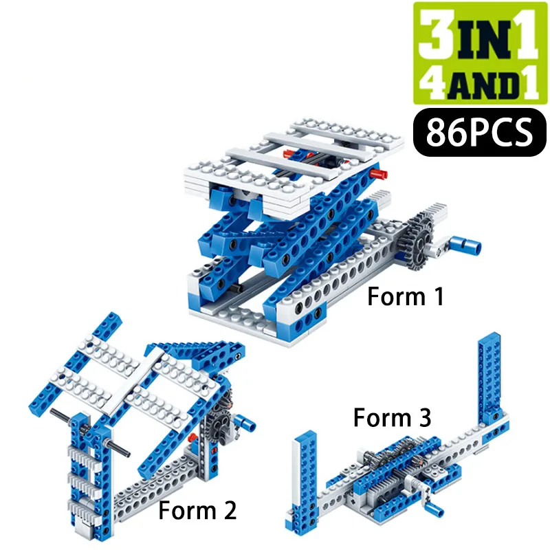 Механическое зубчатое колесо, строительные блоки, инженерные детские развивающие игрушки, 3в1, строительные блоки, Детские кирпичные игрушки - Цвет: 86pcs No Box