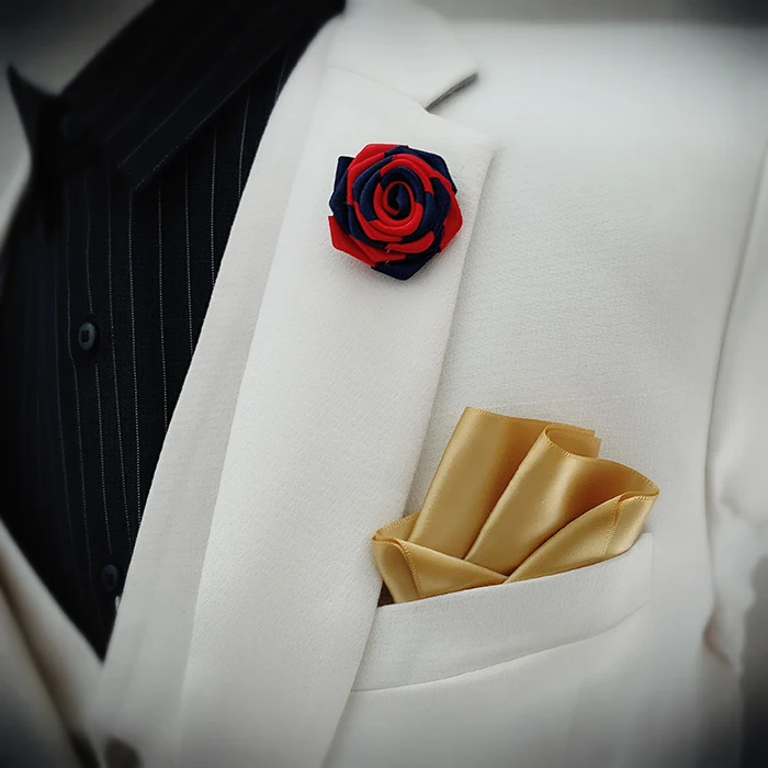 Мужской женский нагрудный галстук на булавке брошь Карманный квадратный носовой платок Свадебный костюм вечерние пальто куртка платок броши в форме цветка розы корсаж - Цвет: Flower Brooches