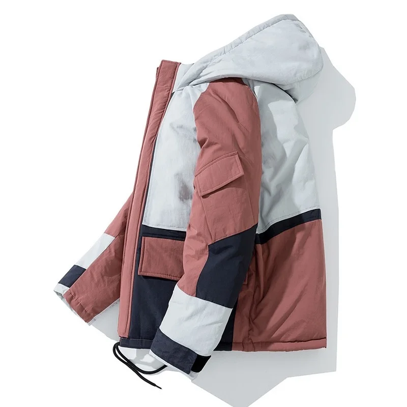 Men's Fashion Stitching Thicken Warm Workwear Cotton Jacket Winter New Short Style Contrasting Color Winter Jackets Men Coats