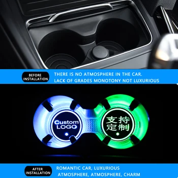 

1X Car Styling For Bmw e90 e60 f30 f34 x4 x5 e70 f15 x6 M3 M5 Luminous Logo Light LED Cup Drink Holder Anti Slip Car accessories