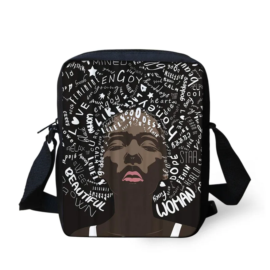 ELVISWORDS черная сумка-мессенджер для девочек в стиле афро, Маленькая мужская сумка через плечо для девочек, Студенческая мини-сумка на плечо, милые сумки - Цвет: YQ3490E