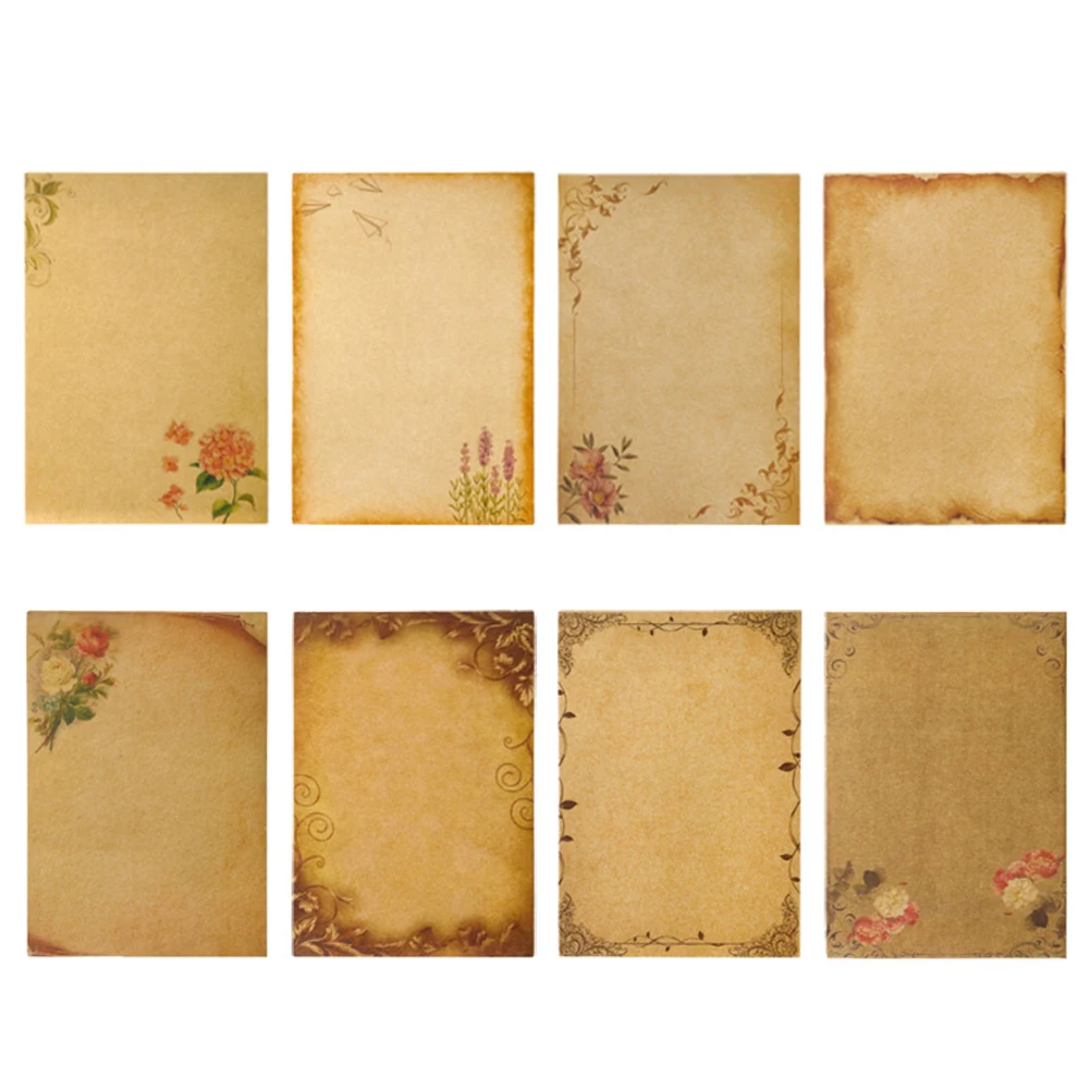 Retro Writing Papers 8 Sheets Retro Vintage Writing Paper Letter Papers Old Europe Style Romantic Kraft Brown Papers Scrapbooking Collection