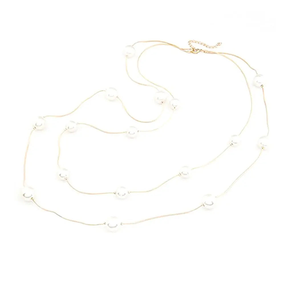 

Double Layer Women Long Style Imitation Pearl Necklace Casual All Match Clothes Ladies Female Sweater Necklace Jewelry Gift