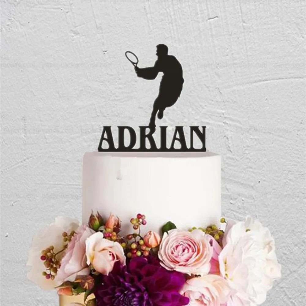 

Tennis Sport Customized Cake Topper Unique Boy Birthday Party Cake Decorations Personalized Name Event Cake Accessory Supplies