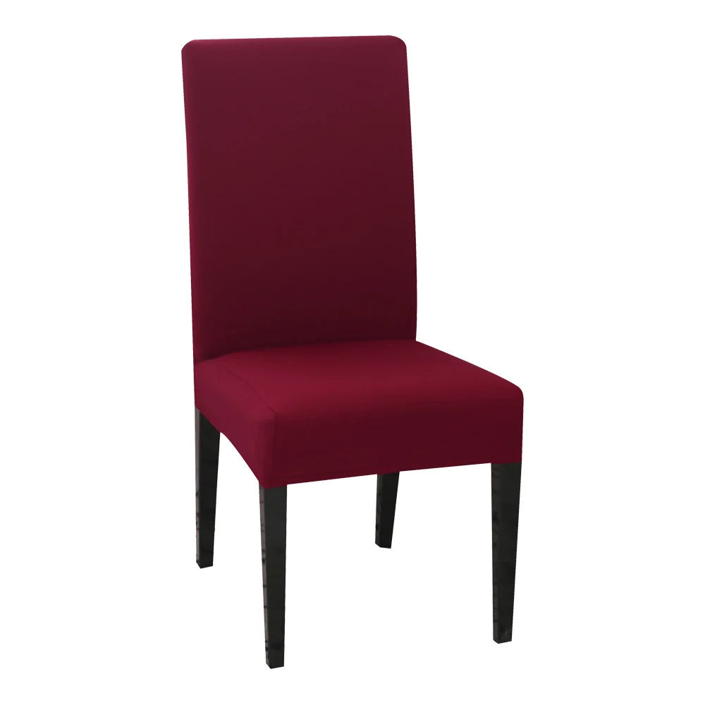 1/2/4/6PCS Solid Color Stretch Dining Chair Covers Universal Elastic Slipcovers Chair Cover For Wedding Restaurant Banquet Hotel - Цвет: Wine Red
