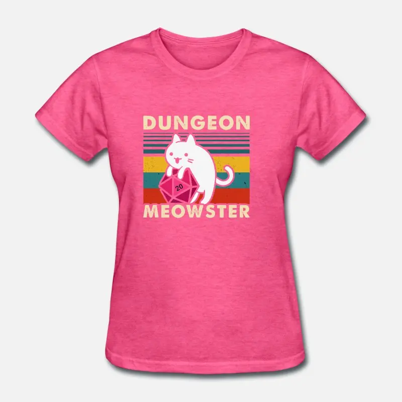 Women-Rose Red Черная классическая мужская футболка с надписью Dungeon Meowster, модель года, большие размеры 3xl 4xl 5xl, топы в стиле хип-хоп - Цвет: Women-Rose Red