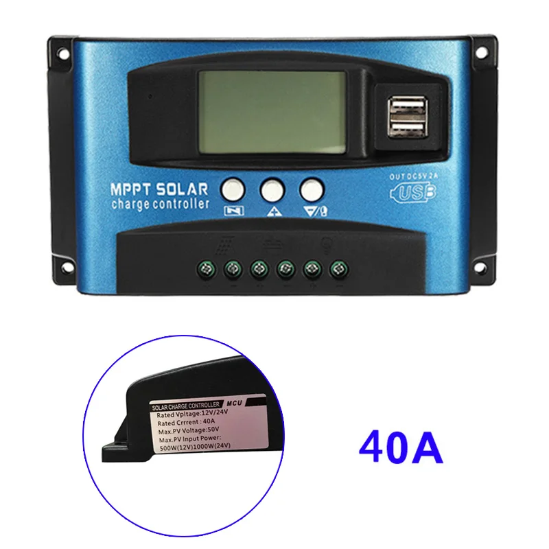 40A-100A регулятор MPPT солнечной панели Контроллер заряда 12 V/24 V Авто фокус устройства слежения B99