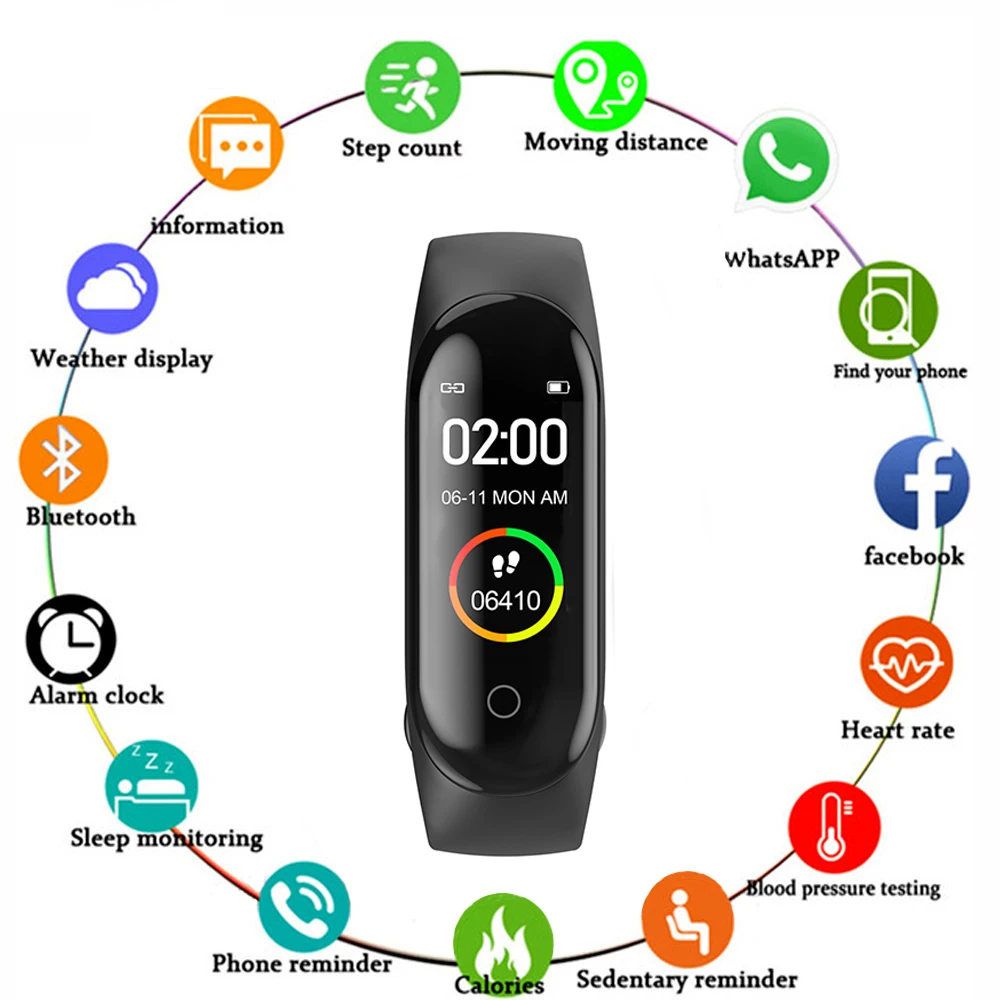 

M4 plus Smart Bracelet Smart Bracelet with Replacement Straps Smart Band Heart Rate Activity Tracker Fitness Smart Watch M4 Pro