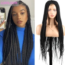 

30''natural black Box Braid Lace Front Wigs for women ombre Synthetic dark red braided lace Wig honey Brown cosplay wig Perruque