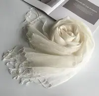 55*180cm Fashion Soft Solid Women 100% Linen Flax Tassel Scarf Summer Travel Sunscreen Long Shawl Elegant Hijab Women Foulard - Image 3