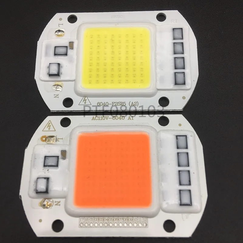 10 шт. светодиодный COB Чип лампочки 50 Вт чип 110 В 220 В вход Smart IC Fit Светодиодный прожектор холодный белый теплый белый полный спектр уличный фонарь