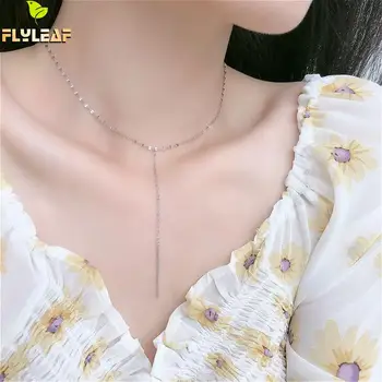 

flyleaf Tassel Choker Necklace 100% 925 Sterling Silver Short Necklace For Women Fine Jewelry Shiny Fashion Chain