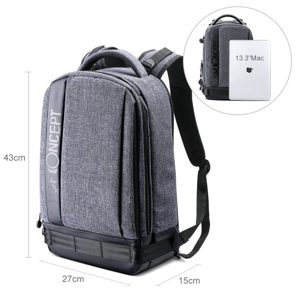  K&F CONCEPT Camera Backpack Waterproof Universal Travel Bag Padded High Capacity Hold Tripod Straps