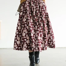 Johnature Новая модная Универсальная Женская плиссированная юбка средней длины с цветочным принтом Осенняя простая удобная юбка размера плюс