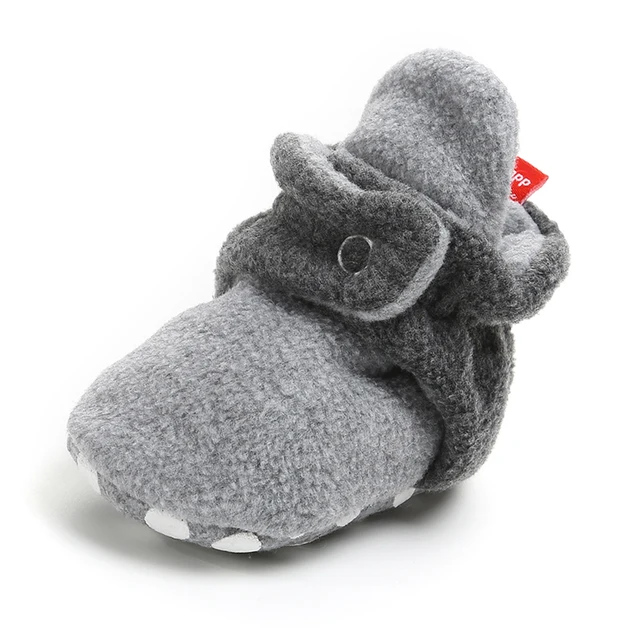 Newborn Baby Socks Shoes Boy Girl Star Toddler First Walkers Booties Cotton Comfort Soft Anti-slip Warm Infant Crib Shoes flannel grey