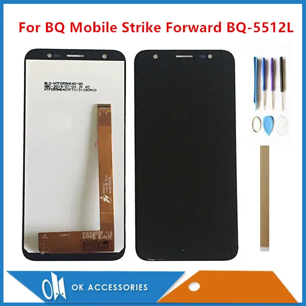 Дешево 5,45 дюймов для BQ мобильного BQ 5512L Strike Forward BQ5512L BQ 5512L ЖК дисплей + сенсорный экран дигитайзер в сборе с инструментами лента