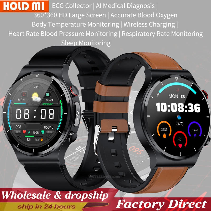 E88 Smart Watch Men Watch 1.32 inch Screen EGG Collector IP68 Waterproof BodyTemperature Wireless charger Watches PK E80 E86