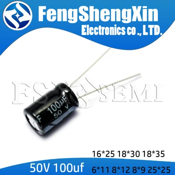 

10pcs 50V 100UF Aluminium electrolytic capacitor 16*25 18*30 18*35 6*11 8*12 8*9 25*25mm