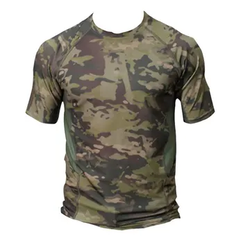 

Outdoor Summer Breathable Quick Dry Combat Short Sleeve Round Collar Tactical T-Shirt For Man - (Jungle Color) M/L/XL/XXL