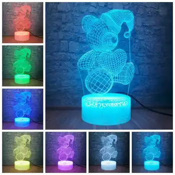 

Teddy Bear Gifts Love Bear 3D LED Gradient Night Lamp Baby Bedroom Sleeping Table Lamp For Kids boys and girls Best Sweet Gift